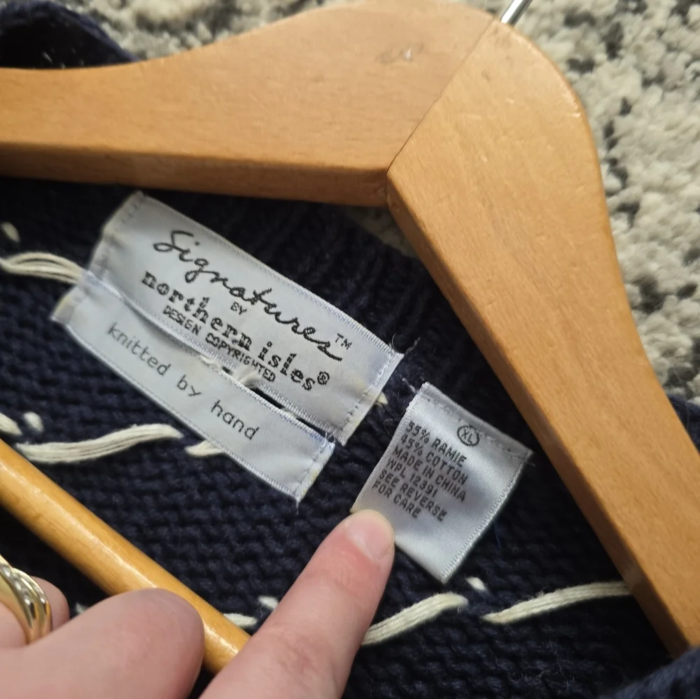 Vintage 90s Northern Isles Hand Knit Christmas Sweater Womens XL Ramie Cotton - Picture 8 of 14